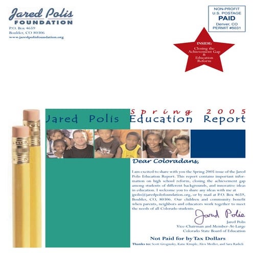 Jared Polis Foundation Education Report Spring 2005