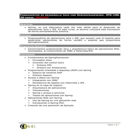 Curso JAVA JEE FUNDAMENTOS DE DESARROLLO JAVA CON SPRINGFRAMEWORK.