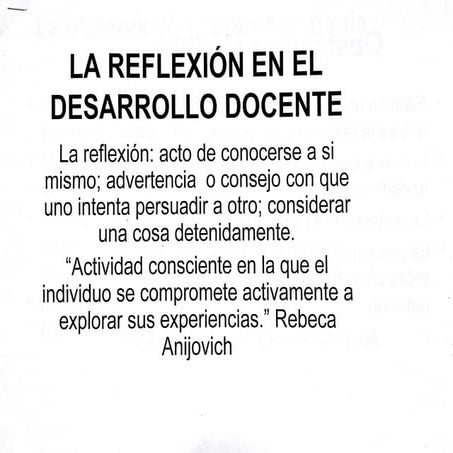 Reflexión en el desarrollo docente