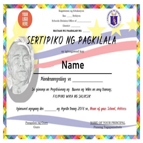 Free DepEd Certificate: Buwan ng Wika
