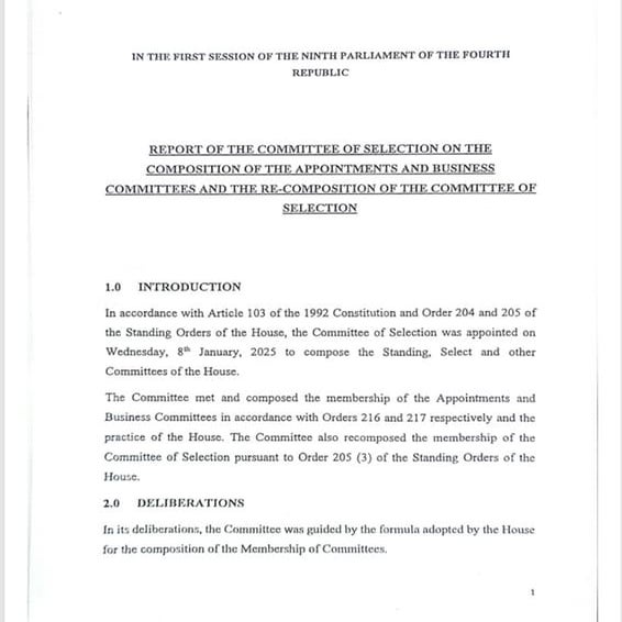 READ THE REPORT OF THE COMMITTEE ON THE COMPOSITION OF THE APPOINTMENT COMMITTEE BELOW