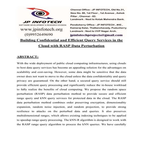 JPJ1404   Building Confidential And Efficient Query Services In The Cloud Wit...