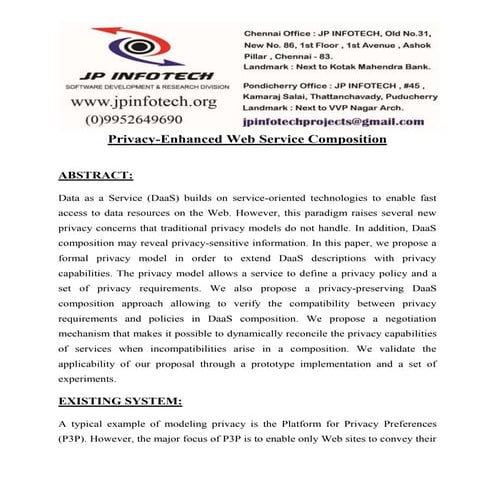 JPJ1452  Privacy-Enhanced Web Service Composition