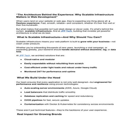 “The Architecture Behind the Experience: Why Scalable Infrastructure Matters in Web Development”
