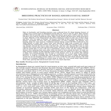 BREEDING PRACTICES OF BANGLADESHI COASTAL SHEEP