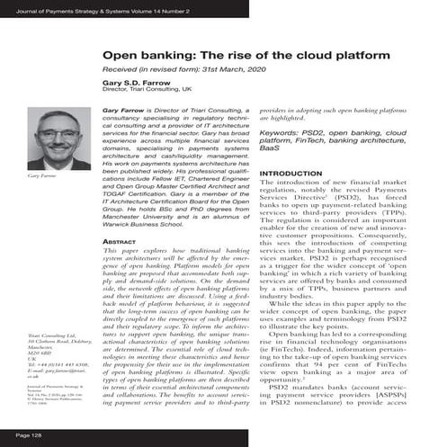 Open Banking : The Rise of the Cloud Platform | PDF
