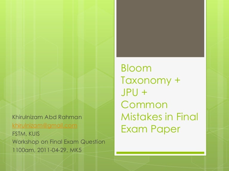 Jpu and Common Mistakes in Final Exam Paper, fstm, kuis 2011