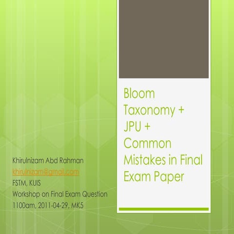 Jpu and Common Mistakes in Final Exam Paper, fstm, kuis 2011 | PPTX