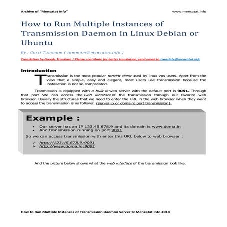 How to run multiple instances of transmission daemon in linux debian or ubuntu