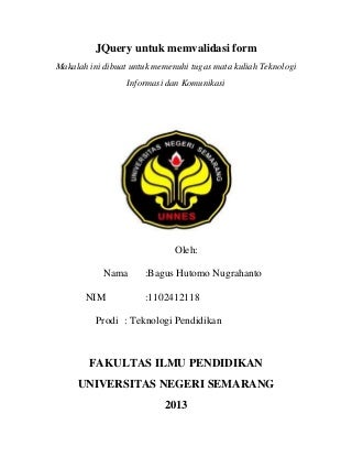 Makalah J query dan penggunaannya sebagai validasi form