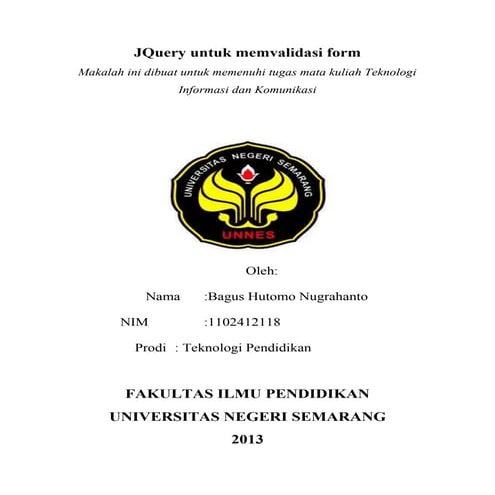 Makalah J query dan penggunaannya sebagai validasi form