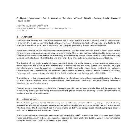 Novel Approach to Improving Turbine Wheel Quality with Eddy Current Inspection