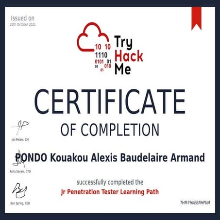TryHackMe Certification: Jr penetration tester Learning Path | PDF