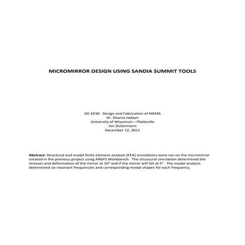 GE4230 Micromirror Project 2