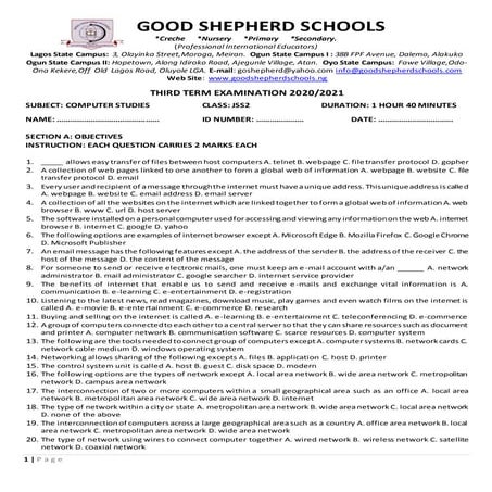 JS2 Computer Studies Examination (Third Term)