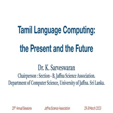 Tamil Language Computing: The present and the Future
