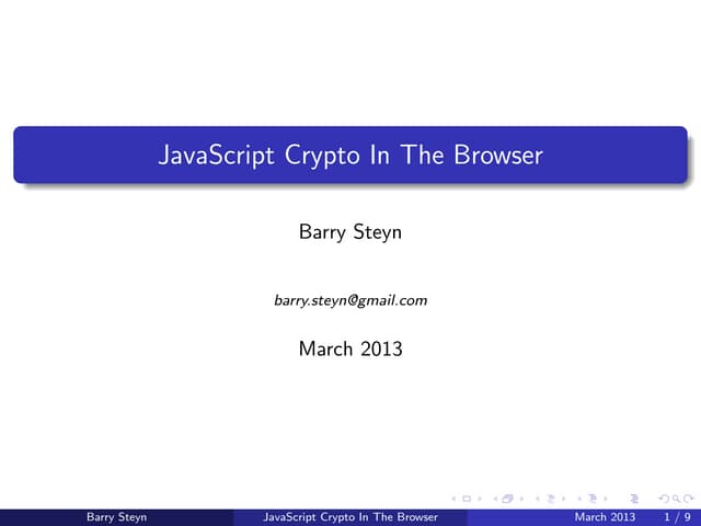 Cryptography In The Browser Using JavaScript
