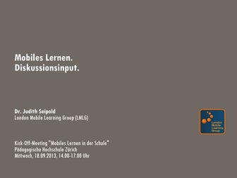 Mobiles Lernen. Diskussionsinput.