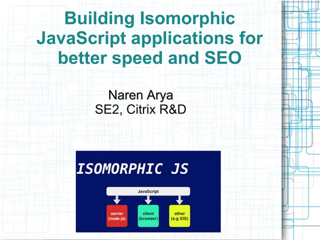 Building Next generation progressive  web apps with Isomorphic JavaScript