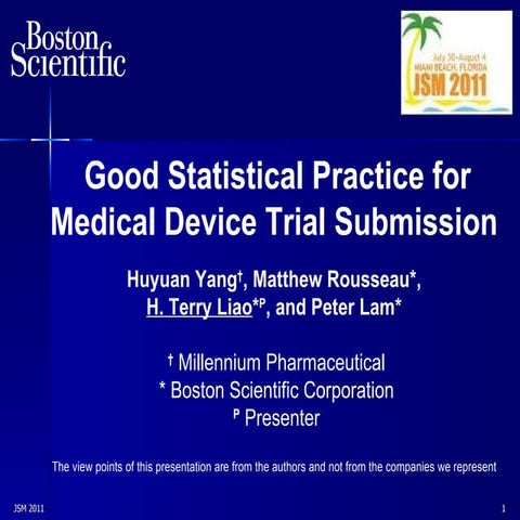 2011 JSM - Good Statistical Practices