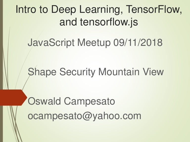 tensorflow js tutorial pdf