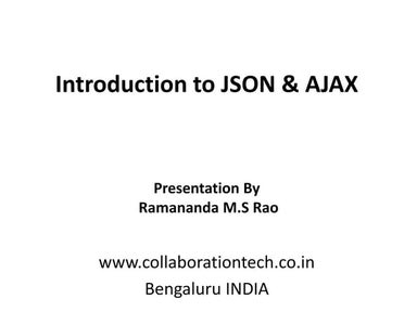 Introduction to JSON & AJAX