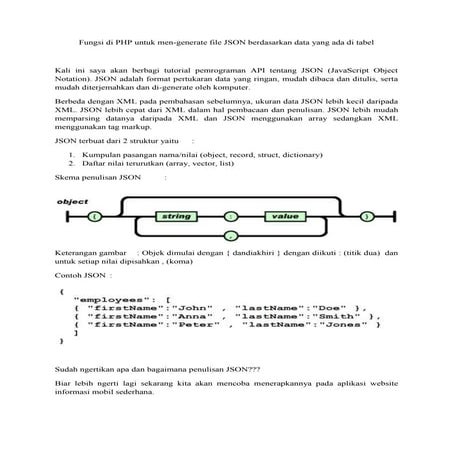 Fungsi di PHP untuk men-generate file JSON berdasarkan data yang ada di tabel