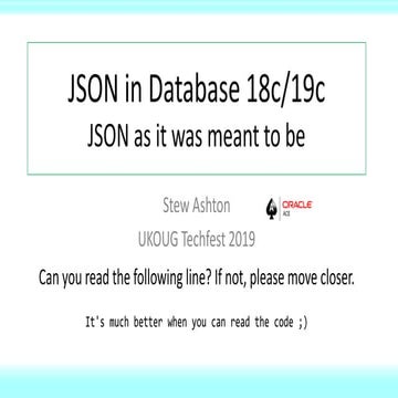 JSON in Oracle 18c and 19c | PPT