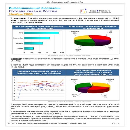 Json & Partners: Russian Cellular Market Overview November 2008