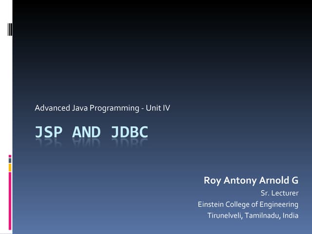 Jsp And Jdbc