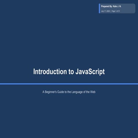 Comprehensive Beginner's Guide to JavaScript Programming Language | PDF