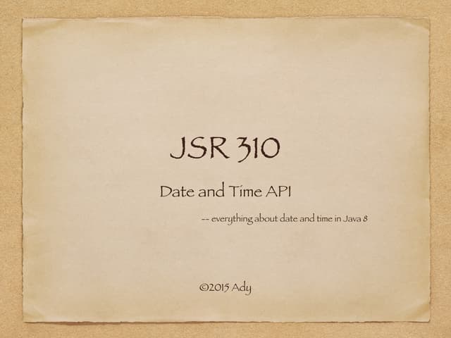 Jsr310 - Java 8 Date and Time API