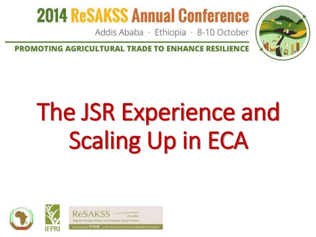 The JSR Experience and Scaling Up in East and Central Africa