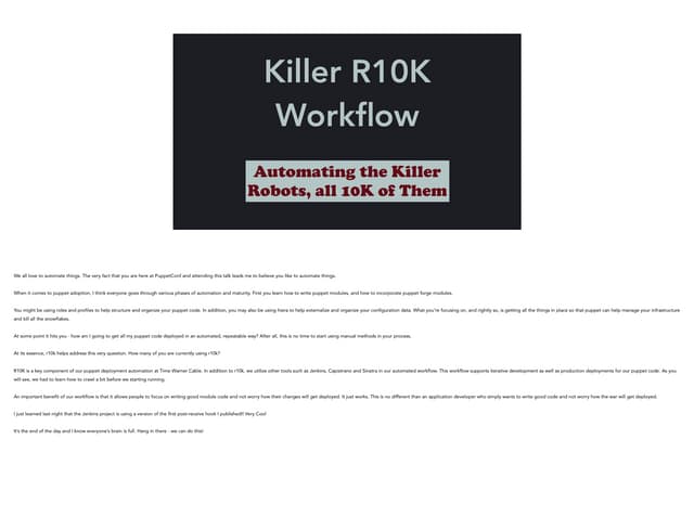 PuppetConf 2014 Killer R10K Workflow With Notes