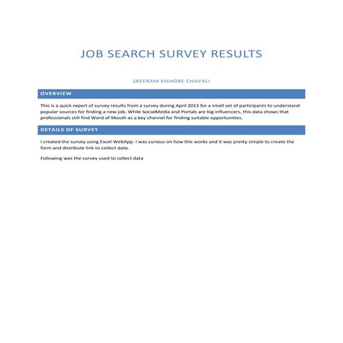 Survey Results - Job Source