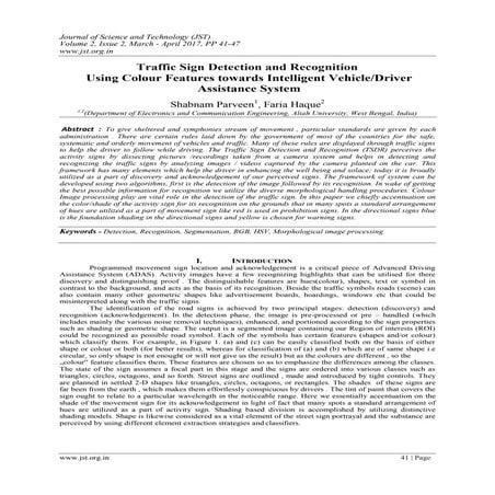 Traffic Sign Detection and Recognition Using Colour Features towards Intellig...