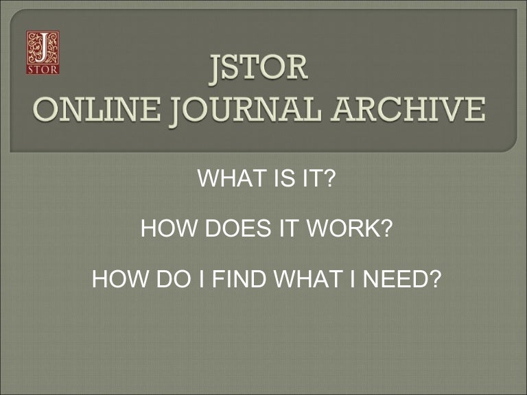 Intro to Searching on JSTOR