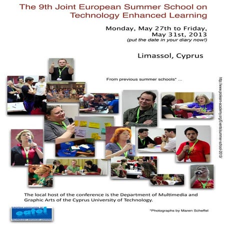 Flyer for the Ninth Joint Summer School on Technolgy Enhanced Learning 2013