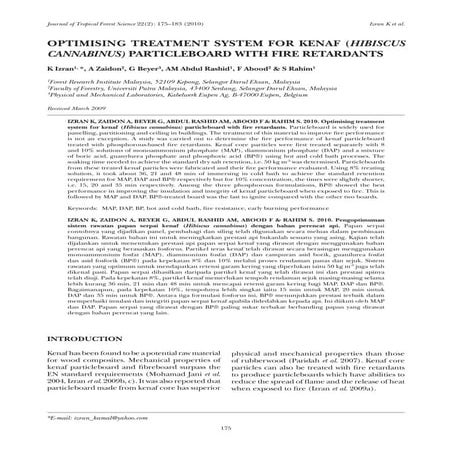 Optimising Treatment System for Kenaf (Hibiscus cannabinus) Particleboard wit...