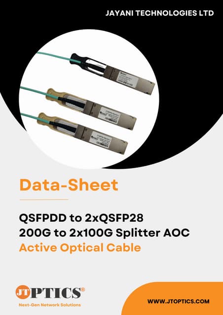 10G AOC Active optical Cable Data Sheet By JTOPTICS | PDF