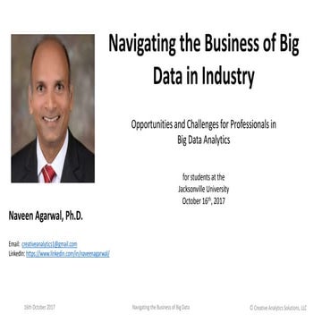 JU Analytics Day Presentation by Naveen Agarwal, Creative Analytics Solutions...