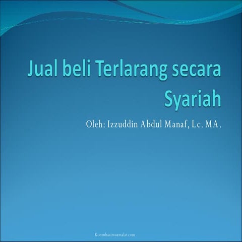 Jual Beli Terlarang Secara Syara’