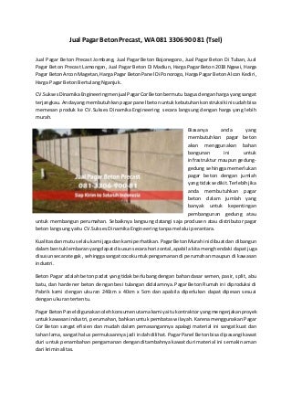 Jual pagar beton precast jombang, 081 330-690-081 (tsel)