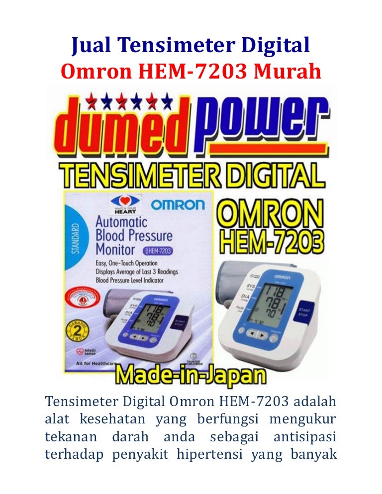 Jual Tensimeter Digital Omron Hem 7203 Murah jual tensimeter digital omron hem 7203 murah