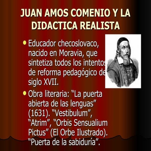 Juan Amos Comenio Y La Didactica Realista