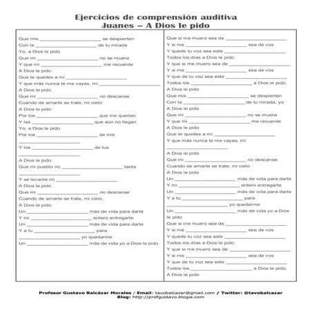 Juanes - A Dios le pido - ejercicio