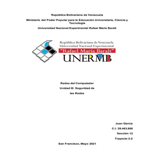 Unidad III: Seguridad de Las Redes.