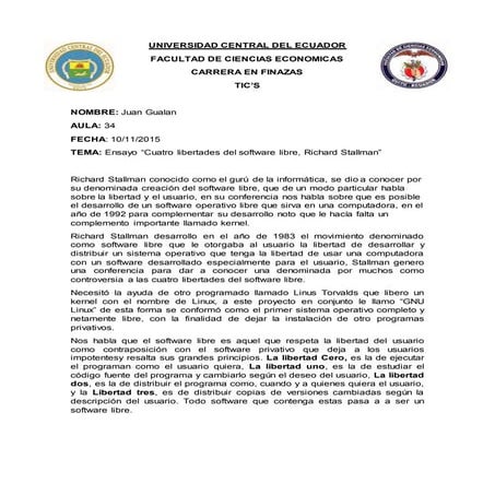 “cuatro libertades del software libre. Richard Stallman”