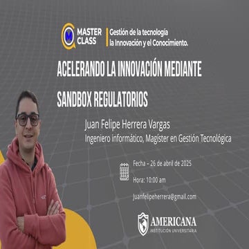 Master Class Sandbox Regulatorio para dinamizar la innovación