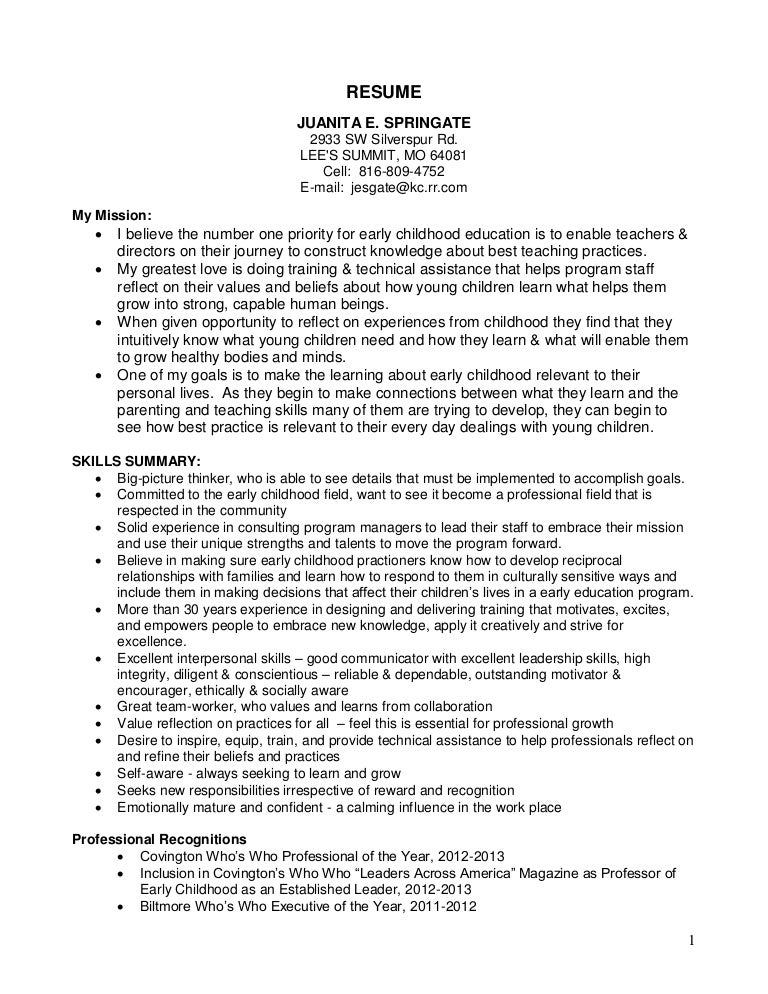 sles of resumes for early childhood teachers juanita springate resume 13 ec objective sles of resumes for early childhood teachers juanita springate resume 13 ec objective